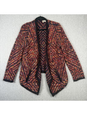 ANTHROPOLOGIE MOTH KEAVY JACQUARD KNIT CARDIGAN SWEATER Sz M OPEN JACKET WOOL